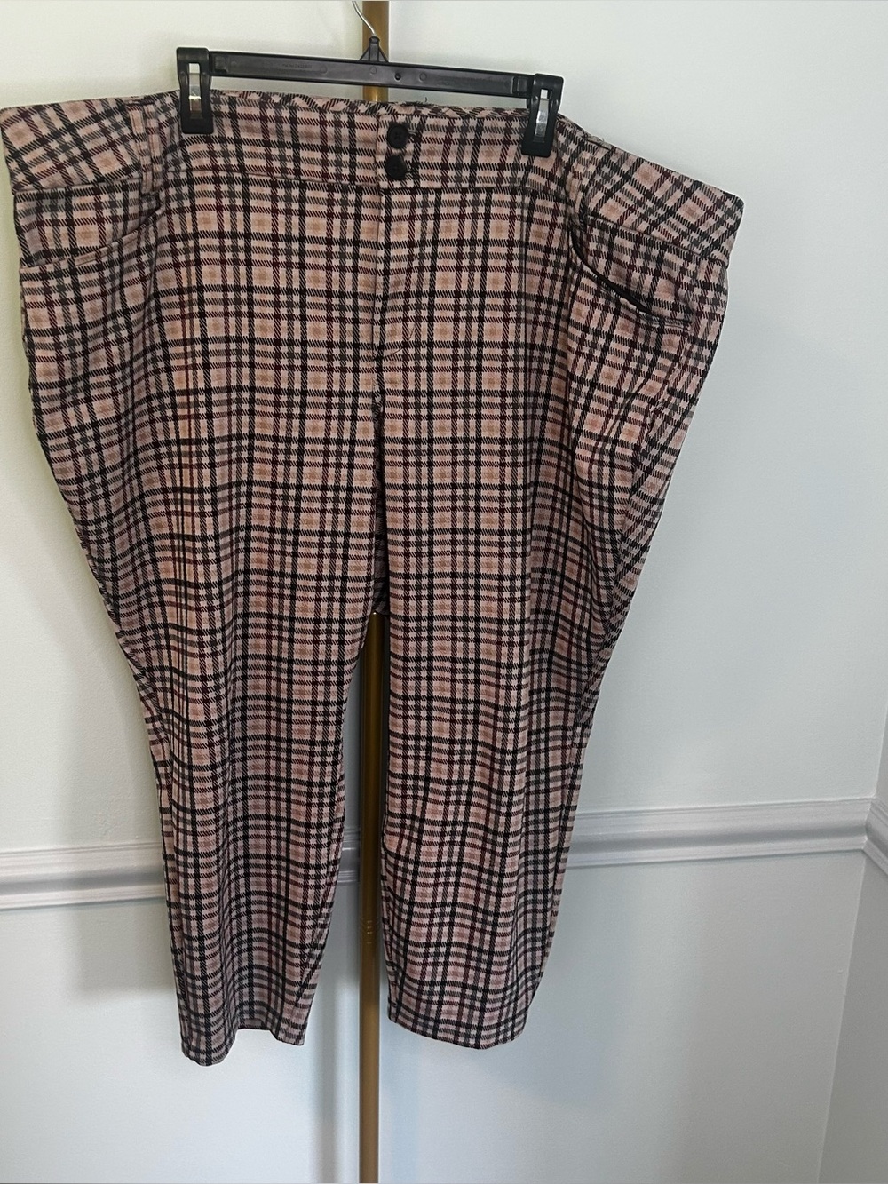 Torrid Brown Plaid Ankle Skinny Studio Double Knit Mid-Rise Pull-On Pants 26
